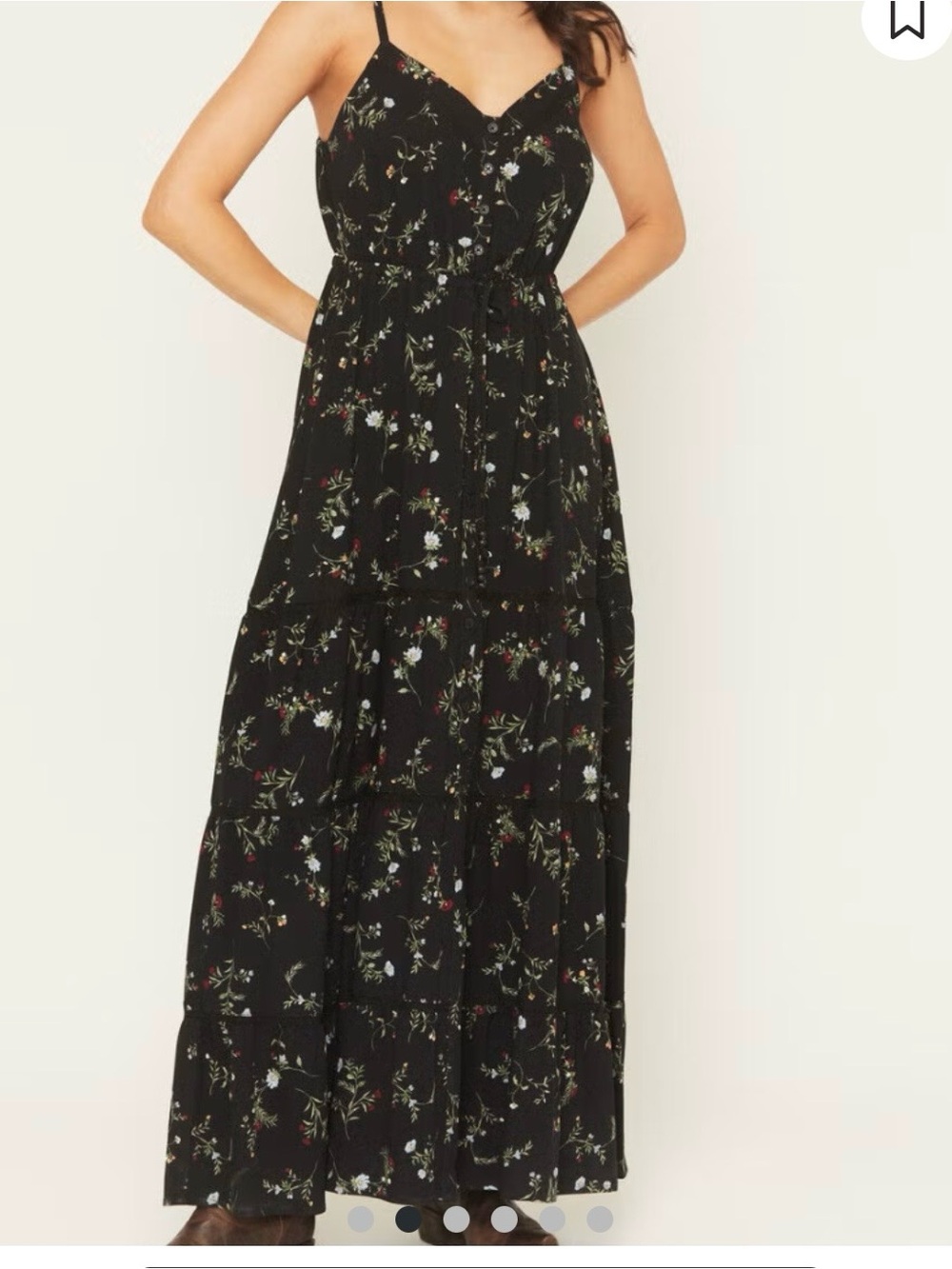 Black Floral Maxi Dress with Adjustable Straps